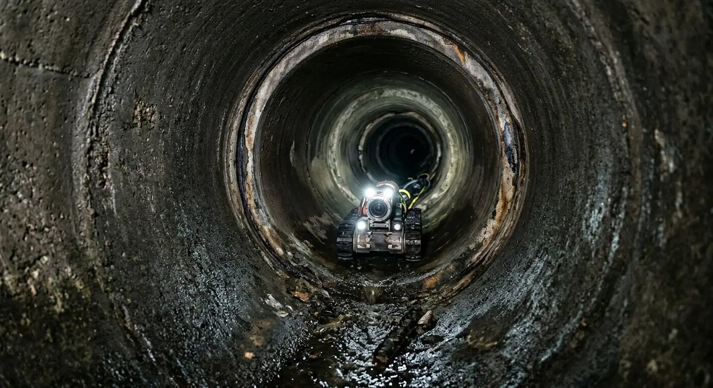 Robotic sewer camera inspecting pipe interior for Sewer Line Repair in Twentynine Palms